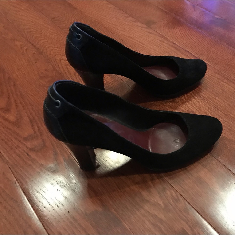 Women’s black suede three inch heels